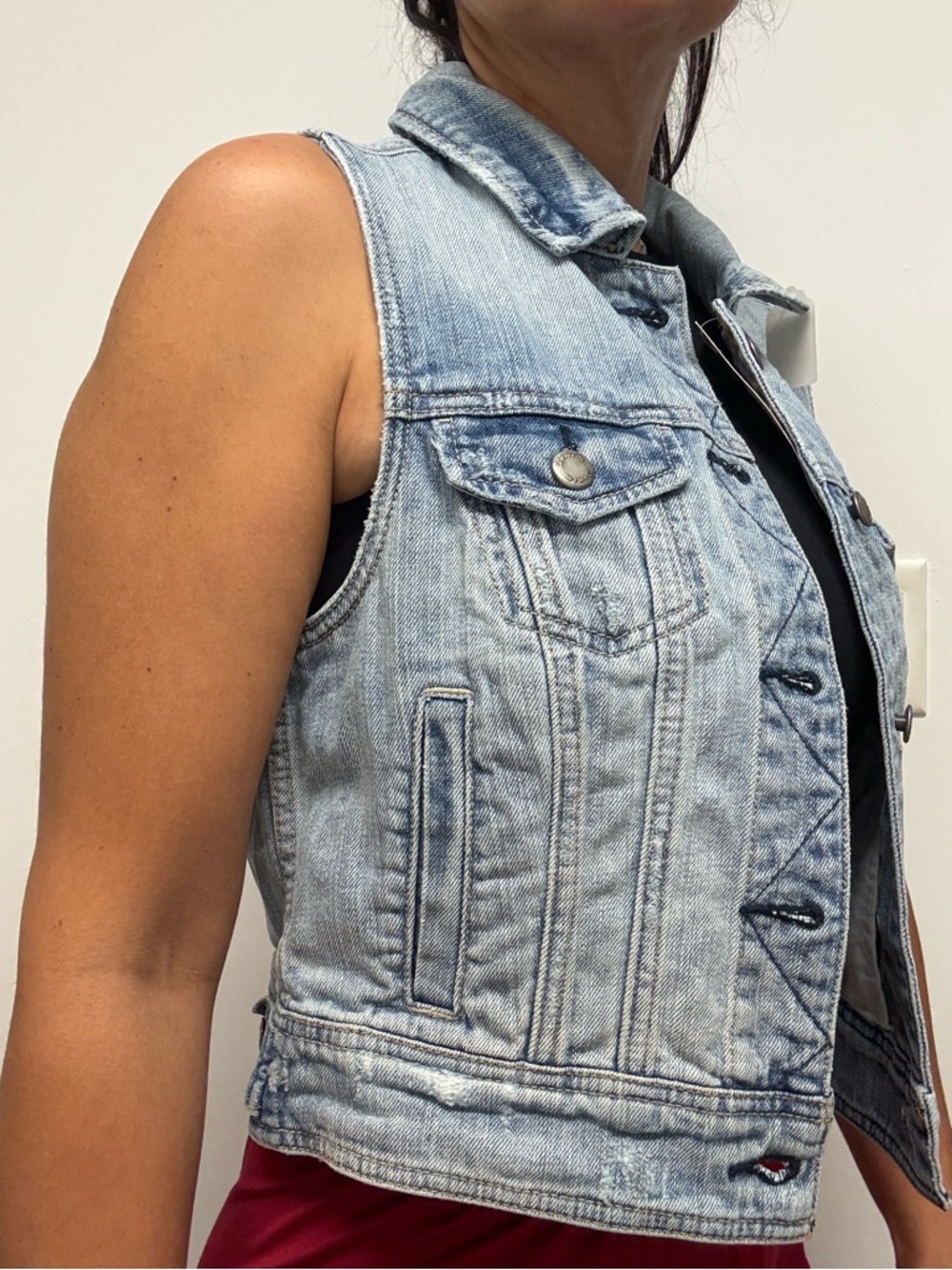 Light Wash Denim Vest - Women